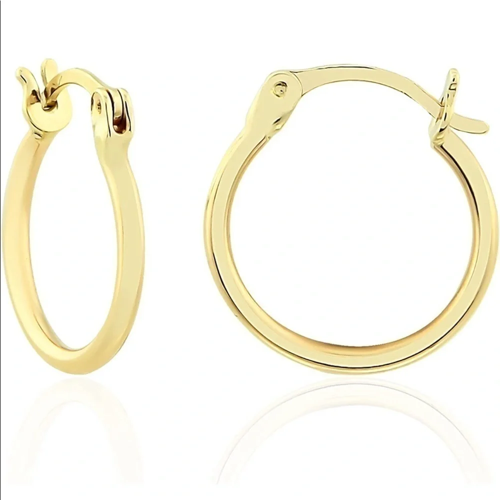 Brand New 10K Gold Mini 12mm Polished Classic Hoop Earrings Solid Gold Stamped